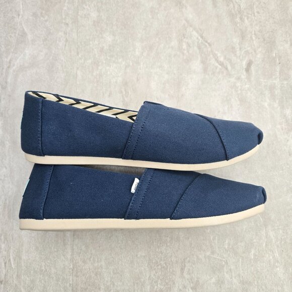 Toms Alpargata Slip On Shoes Canvas Navy Blue Minimalist Comfort Flats Size 9.5 - Picture 6 of 11